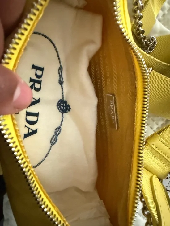 Prada Bright Yellow Nylon Shoulder Bag with Silver Hardware - Picture 4 of 5